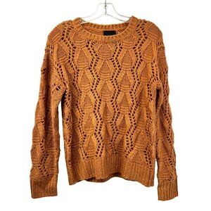 Lumiere Open Knit Long Sleeve Pullover Sweater Womens Size Small Spice